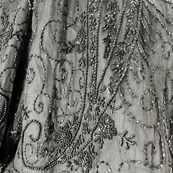 Laurence Kazar Jacket 3X silk beaded 1980's Paris New York black women's Vintage - Picture 6 of 12